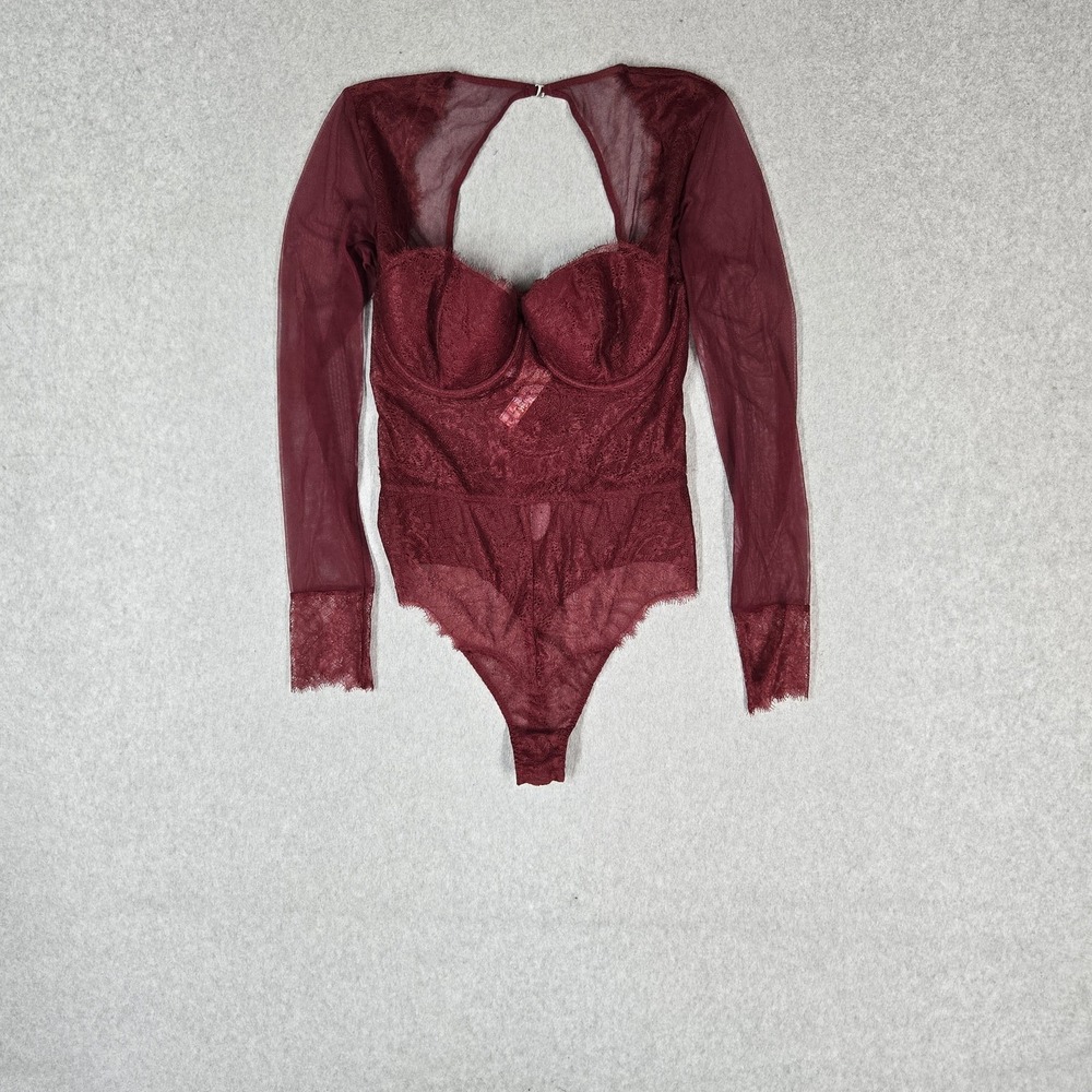 Victoria's Secret Women Sleepwear 34C Red One Piece Teddy Underwired Lace LS
